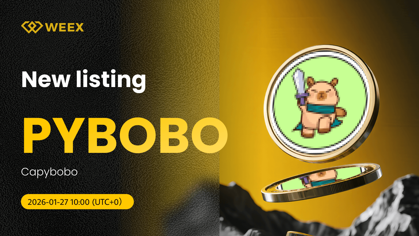 PYBOBO USDT 现已上线:Capybobo (PYBOBO) 币在 WEEX 上线