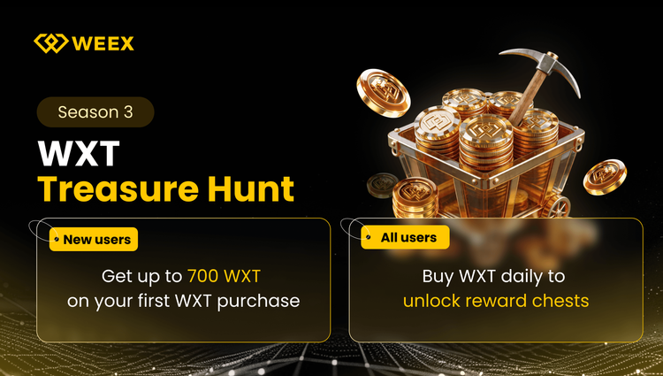 لعبة البحث عن الكنز WEEX Token (WXT) الموسم الثالث: تداول عملة WXT يوميًا، وادعُ أصدقاءك، وشارك المزيد من مكافآت WXT